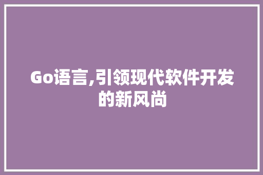 Go语言,引领现代软件开发的新风尚 SEO教程