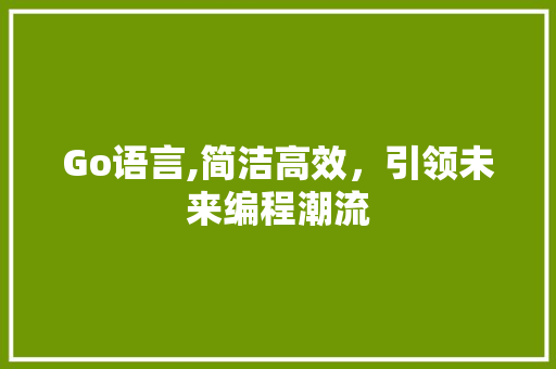 Go语言,简洁高效，引领未来编程潮流 服务器/数据库