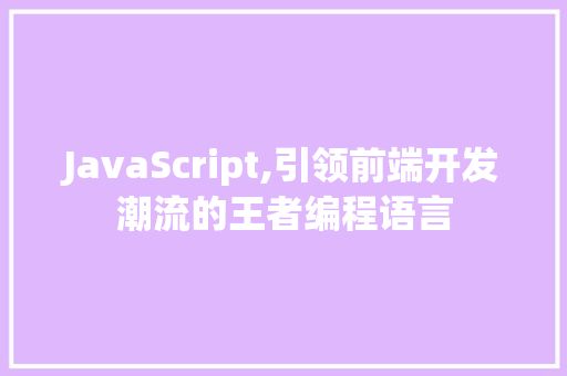 JavaScript,引领前端开发潮流的王者编程语言