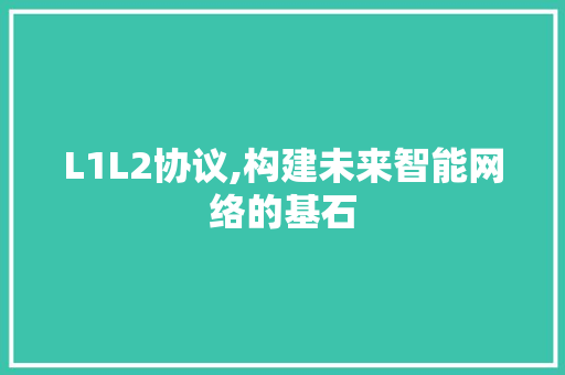 L1L2协议,构建未来智能网络的基石