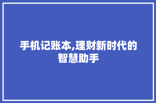 手机记账本,理财新时代的智慧助手