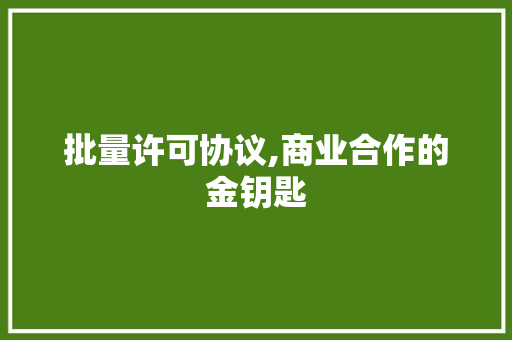 批量许可协议,商业合作的金钥匙