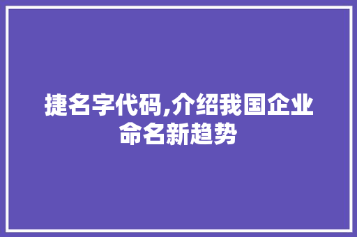 捷名字代码,介绍我国企业命名新趋势 建站教程