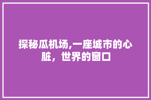 探秘瓜机场,一座城市的心脏，世界的窗口