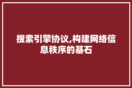 搜索引擎协议,构建网络信息秩序的基石