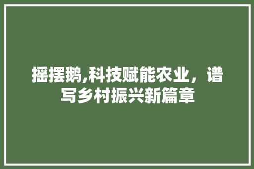 摇摆鹅,科技赋能农业，谱写乡村振兴新篇章