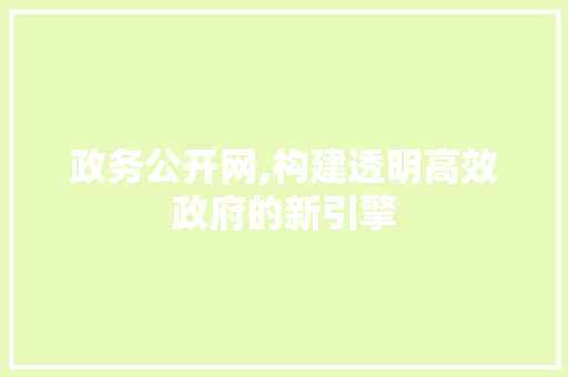 政务公开网,构建透明高效政府的新引擎