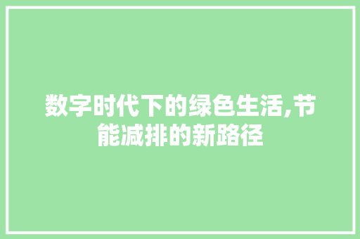 数字时代下的绿色生活,节能减排的新路径 SEO教程