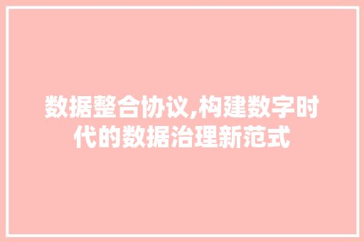 数据整合协议,构建数字时代的数据治理新范式