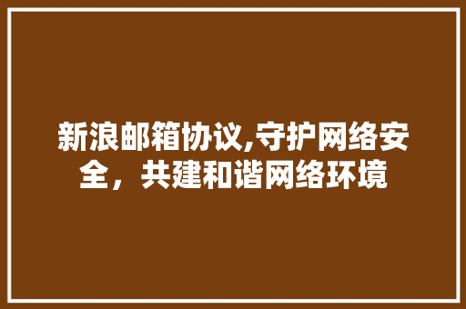 新浪邮箱协议,守护网络安全，共建和谐网络环境