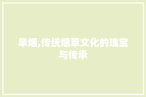 旱烟,传统烟草文化的瑰宝与传承 建站教程