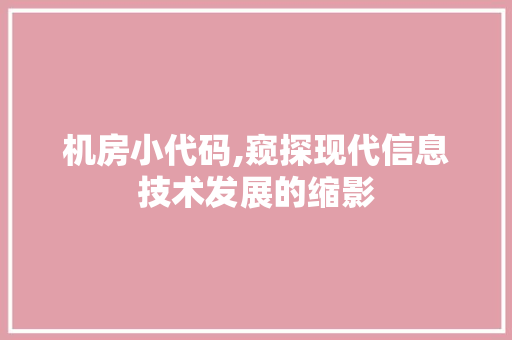 机房小代码,窥探现代信息技术发展的缩影 Web前端