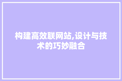 构建高效联网站,设计与技术的巧妙融合 WordPress教程