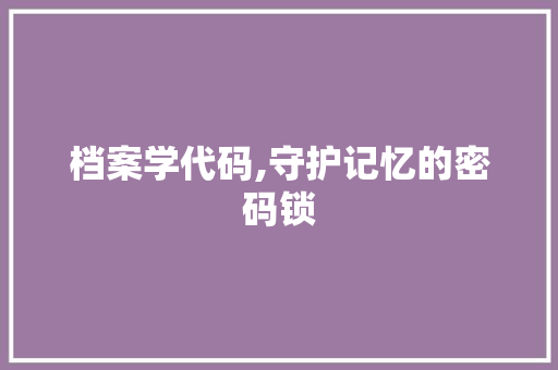 档案学代码,守护记忆的密码锁
