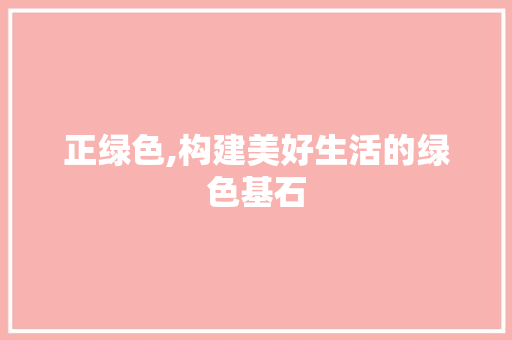 正绿色,构建美好生活的绿色基石 服务器/数据库