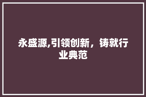 永盛源,引领创新，铸就行业典范 Web前端