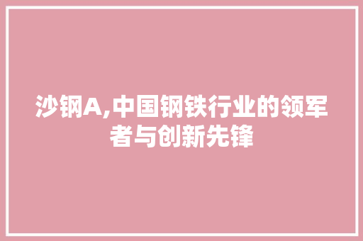 沙钢A,中国钢铁行业的领军者与创新先锋