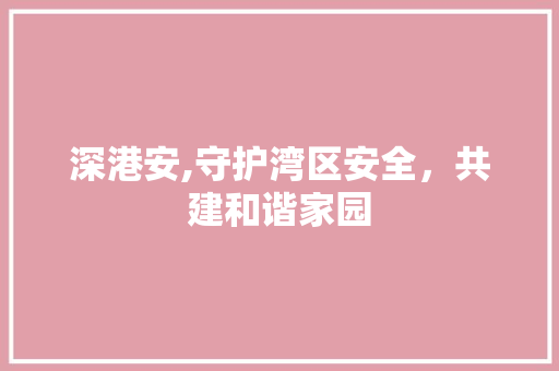 深港安,守护湾区安全，共建和谐家园