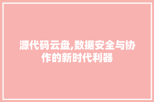 源代码云盘,数据安全与协作的新时代利器