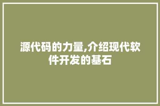 源代码的力量,介绍现代软件开发的基石