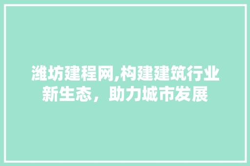 潍坊建程网,构建建筑行业新生态，助力城市发展