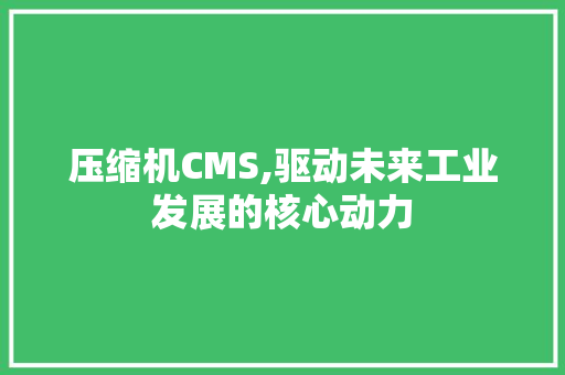 压缩机CMS,驱动未来工业发展的核心动力