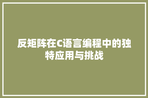反矩阵在C语言编程中的独特应用与挑战