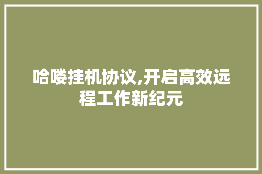 哈喽挂机协议,开启高效远程工作新纪元