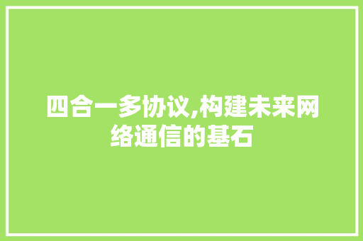 四合一多协议,构建未来网络通信的基石 四合一多协议,构建未来网络通信的基石