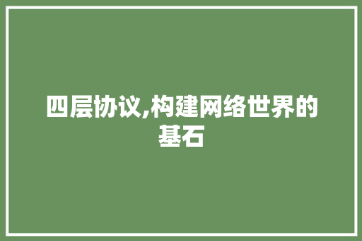 四层协议,构建网络世界的基石