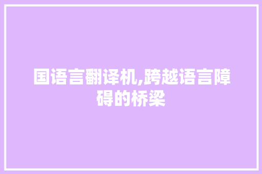 国语言翻译机,跨越语言障碍的桥梁
