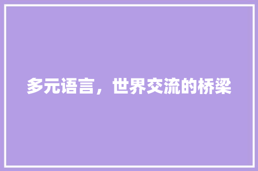 多元语言，世界交流的桥梁