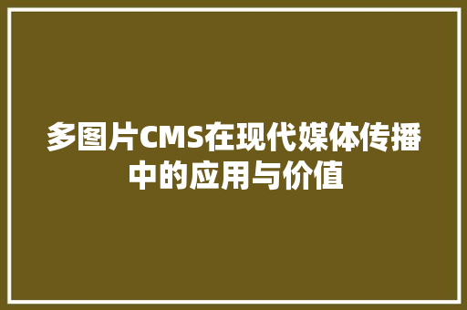 多图片CMS在现代媒体传播中的应用与价值