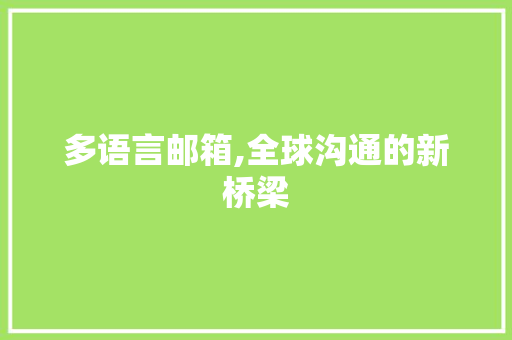多语言邮箱,全球沟通的新桥梁