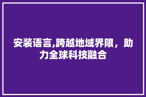 安装语言,跨越地域界限，助力全球科技融合