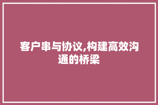 客户串与协议,构建高效沟通的桥梁