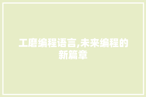 工磨编程语言,未来编程的新篇章