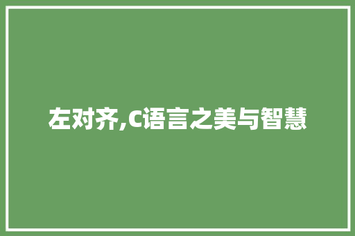 左对齐,C语言之美与智慧