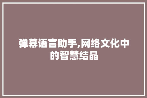 弹幕语言助手,网络文化中的智慧结晶