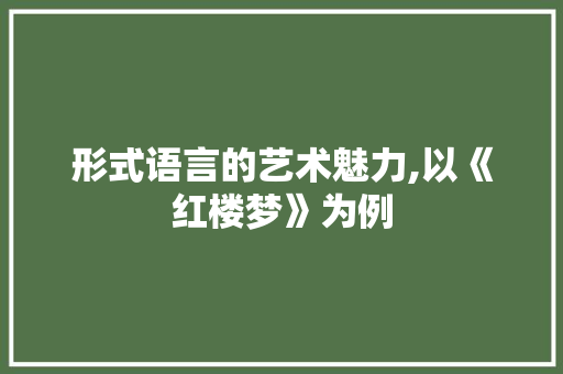 形式语言的艺术魅力,以《红楼梦》为例