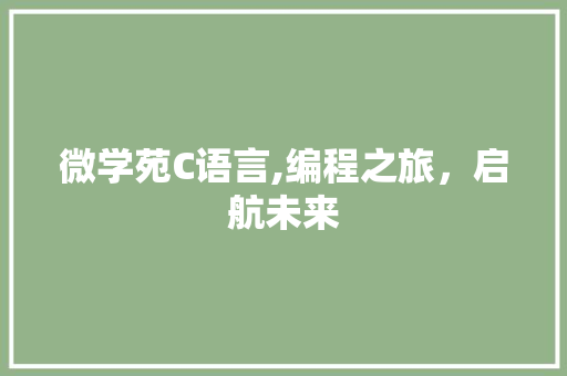 微学苑C语言,编程之旅，启航未来