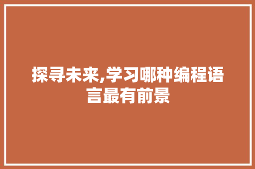 探寻未来,学习哪种编程语言最有前景 建站教程