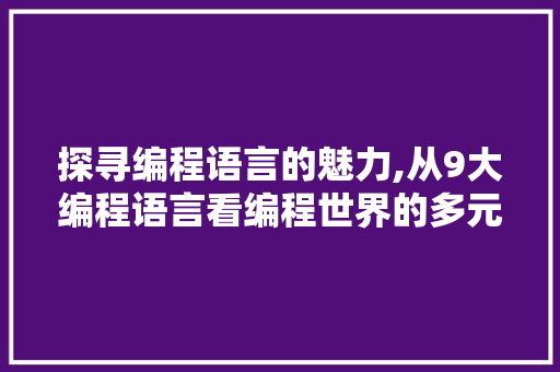 探寻编程语言的魅力,从9大编程语言看编程世界的多元与融合