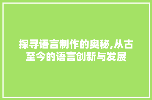 探寻语言制作的奥秘,从古至今的语言创新与发展