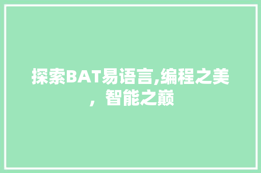 探索BAT易语言,编程之美，智能之巅