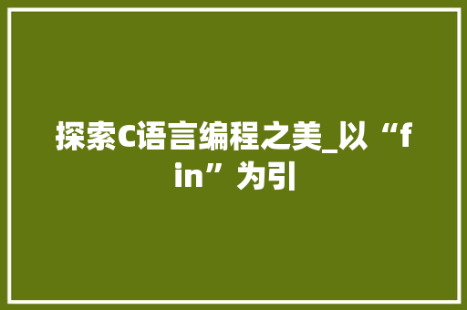 探索C语言编程之美_以“fin”为引