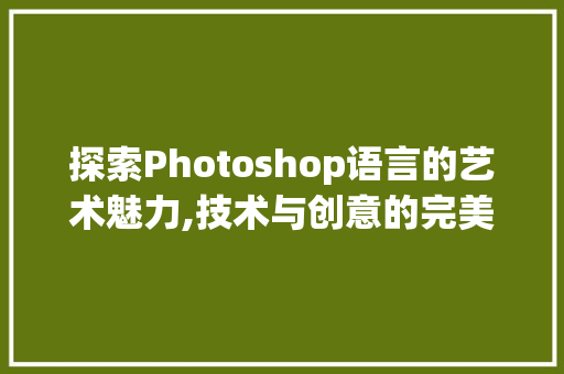 探索Photoshop语言的艺术魅力,技术与创意的完美融合