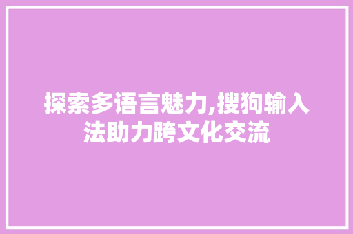 探索多语言魅力,搜狗输入法助力跨文化交流