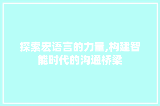 探索宏语言的力量,构建智能时代的沟通桥梁