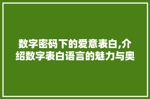 数字密码下的爱意表白,介绍数字表白语言的魅力与奥秘
